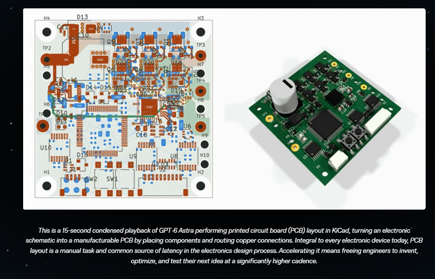 GPT-6 Astra 在 KiCad 中完成 PCB 布局的演示画面